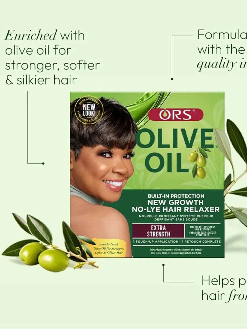 2 Pk ORS Olive Oil Build-In Protection New Growth No-Lye Relaxer, Extra Strength
